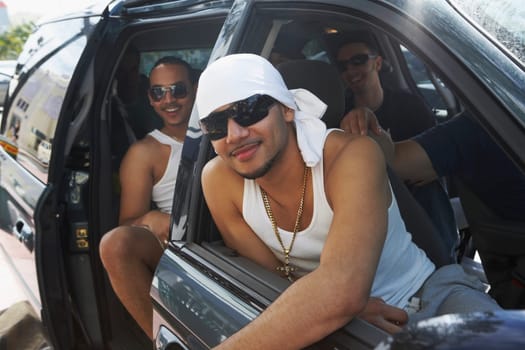 Tourists in a car