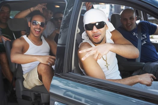 Tourists in a car