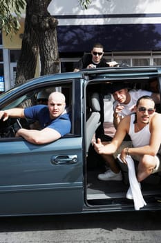 Tourists in a car