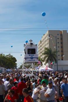 Crowd at a carnival, Little Havana, Miami, Florida, USA