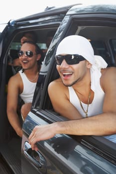 Tourists in a car