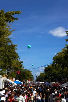 Crowd at a carnival, Little Havana, Miami, Florida, USA