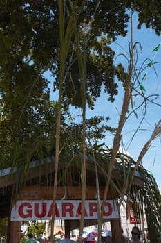 Signboard on a sugar cane juice stand