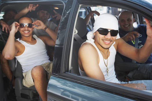 Tourists in a car