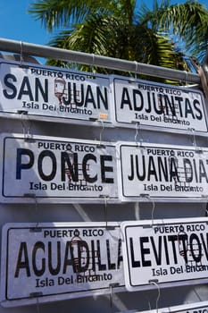 Close-up of license plates