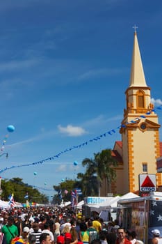 Crowd at a carnival, Little Havana, Miami, Florida, USA