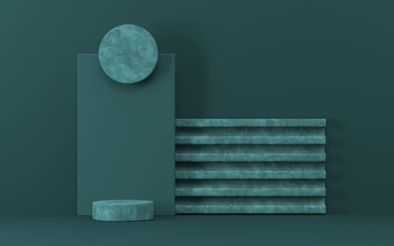 Mock up podium for product presentation two rectangles 3D render illustration on green background