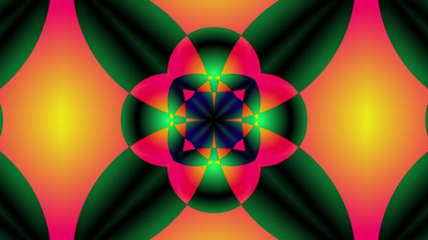 Computer generated psychedelic backdrop from colorful spots. 3D rendering of fusion of shape and bright color