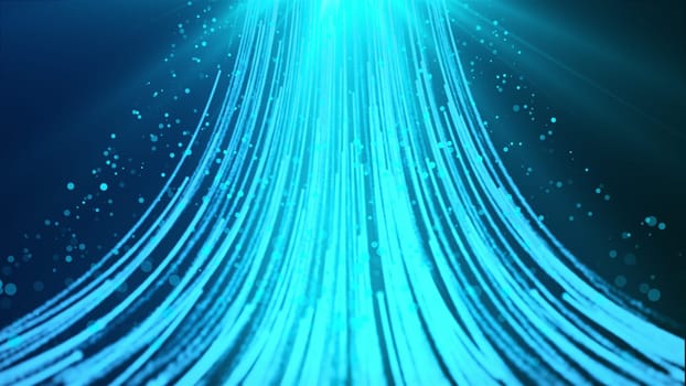 Computer generated futuristic stream. Digital data flow, 3d rendering abstract background from light lines