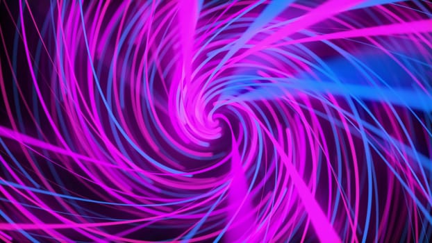Flow of light glow lines, computer generated. 3d rendering of an abstract spiral backdrop.