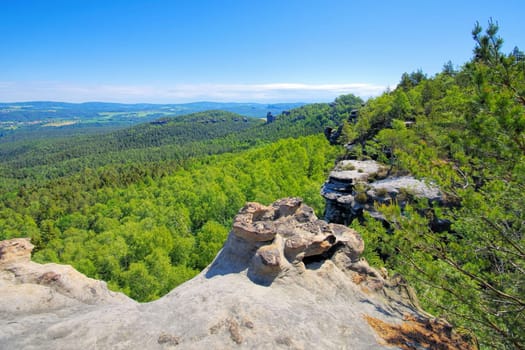 mountains Schrammsteine in Elbe Sandstone Mountains, view from Gohrisch