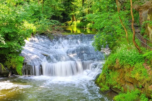 Liebethaler Grund Wasserfall in des Sächsischen Schweiz - Liebethaler Grund Waterfall in Elbe Sandstone Mountains, Saxony
