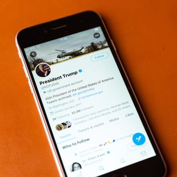 BAYONNE, FRANCE - JANUARY 20, 2021: US President Donald Trump official Twitter account.