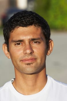 Portrait of a young man looking serious
