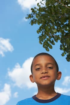 Portrait of a boy making a face