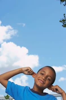 Portrait of a boy making a face