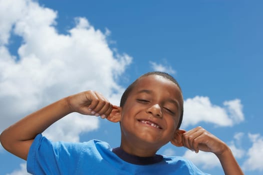 Portrait of a boy making a face