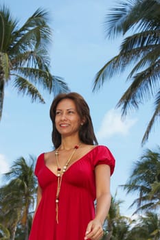 Low angle view of a mature woman smiling
