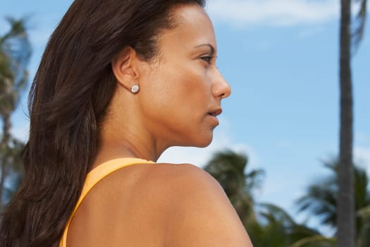 Close-up of a mature woman thinking