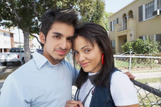 Portrait of a young couple smiling