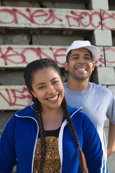 Portrait of a young couple smiling