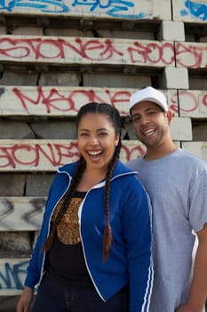Portrait of a young couple smiling
