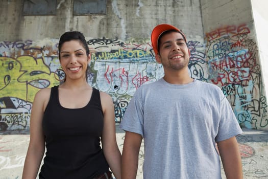 Portrait of a young couple smiling