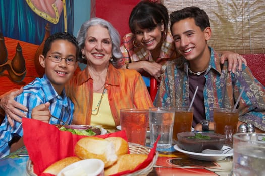 Family in a restaurant