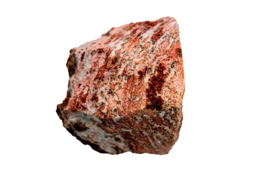 Rhyolite, closeup of the mineral cut out on a white background