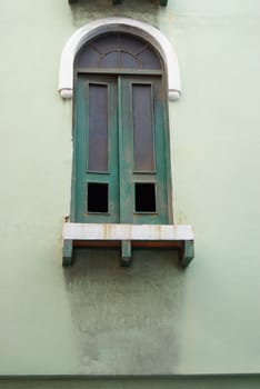 Closed window of a building