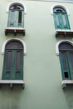 Closed windows of a building