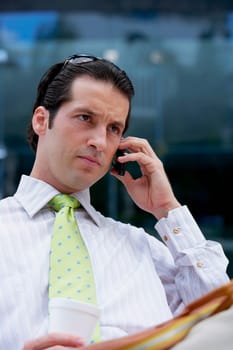 Businessman talking on a mobile phone