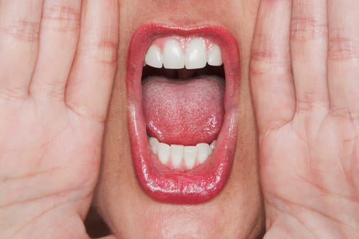 Close-up of a woman shouting