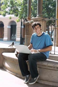 Young man using a laptop