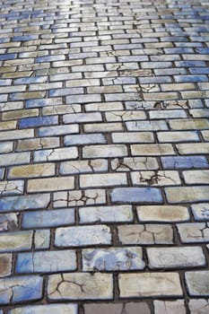High angle view of a cobblestone road, Old San Juan, San Juan, Puerto Rico