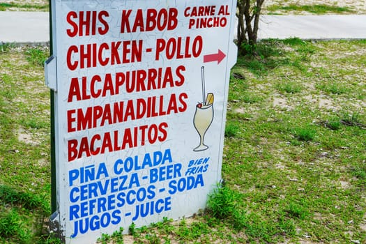Information board on the beach, Luquillo Beach, Puerto Rico
