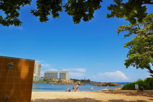 Outdoor shower on the beach, Condado Beach, San Juan, Puerto Rico