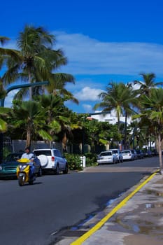 Cars parked at the roadside, El Condado, San Juan, Puerto Rico