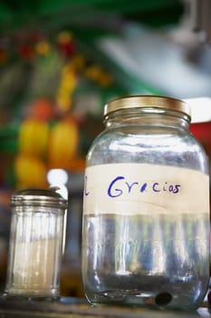 Close-up of two glass jars