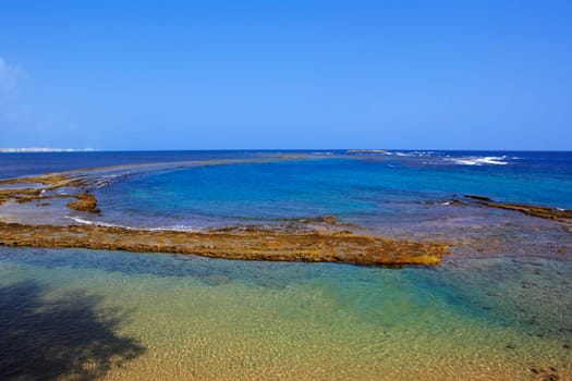 High angle view of a group of people on the beach, Pinones Beach, Puerto Rico