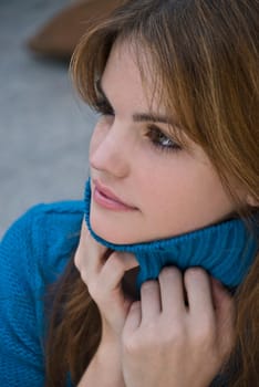 Close-up of a young woman looking away