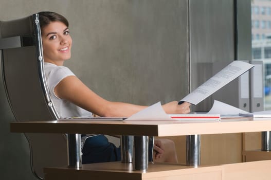 Portrait of a businesswoman smiling in an office