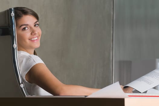 Portrait of a businesswoman smiling in an office