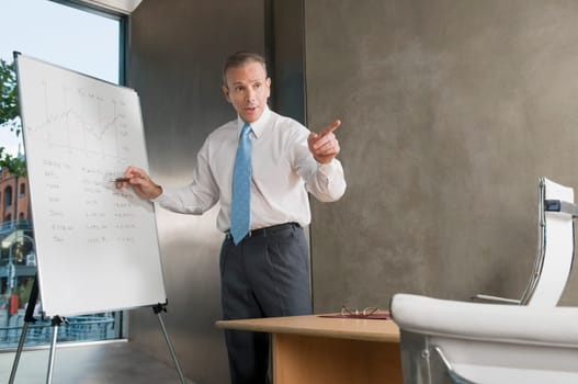 Businessman giving a presentation in a board room