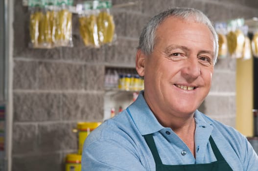 Portrait of a sales clerk smiling in a hardware store
