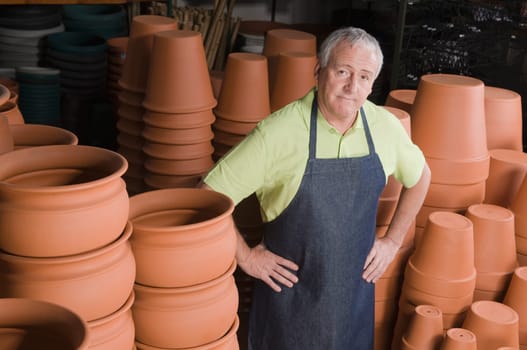 Portrait of a man working in a garden center