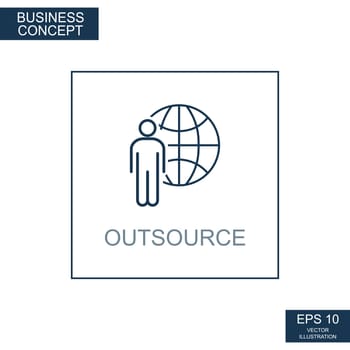 Business concept, web icon from thin lines. Outsource - Vector illustration