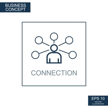 Business concept, web icon from thin lines. Communication - Vector illustration