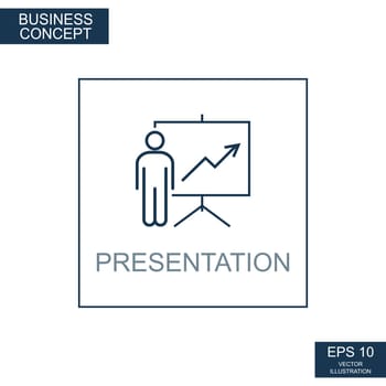Business concept, web icon from thin lines. Presentation - Vector illustration