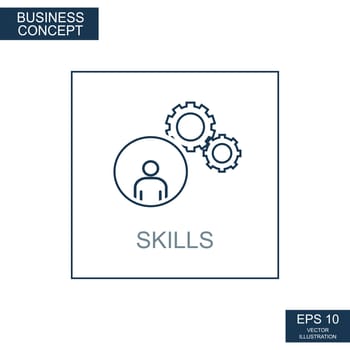 Business concept, web icon from thin lines. Skill - Vector illustration